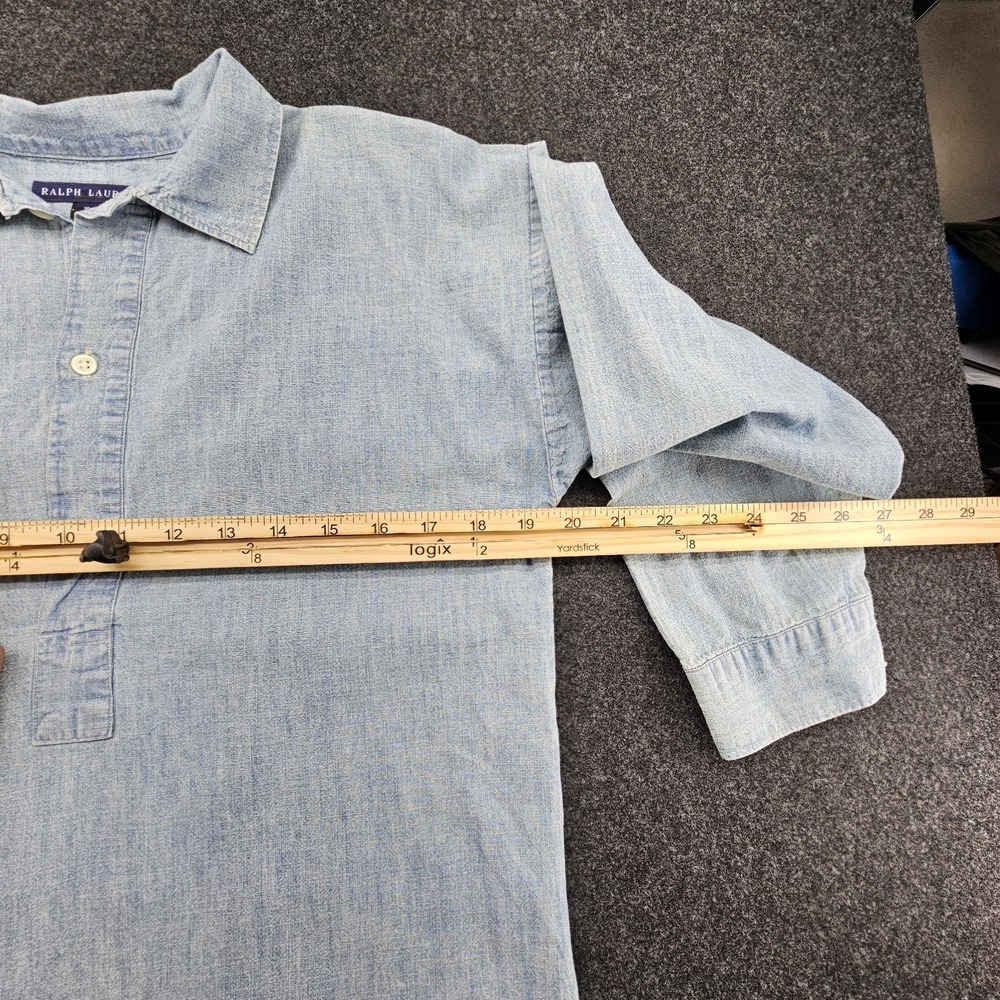 Vintage Polo Ralph Lauren Chambray Shirt Women's 10 Blue Light Wash 90s - Picture 3 of 9